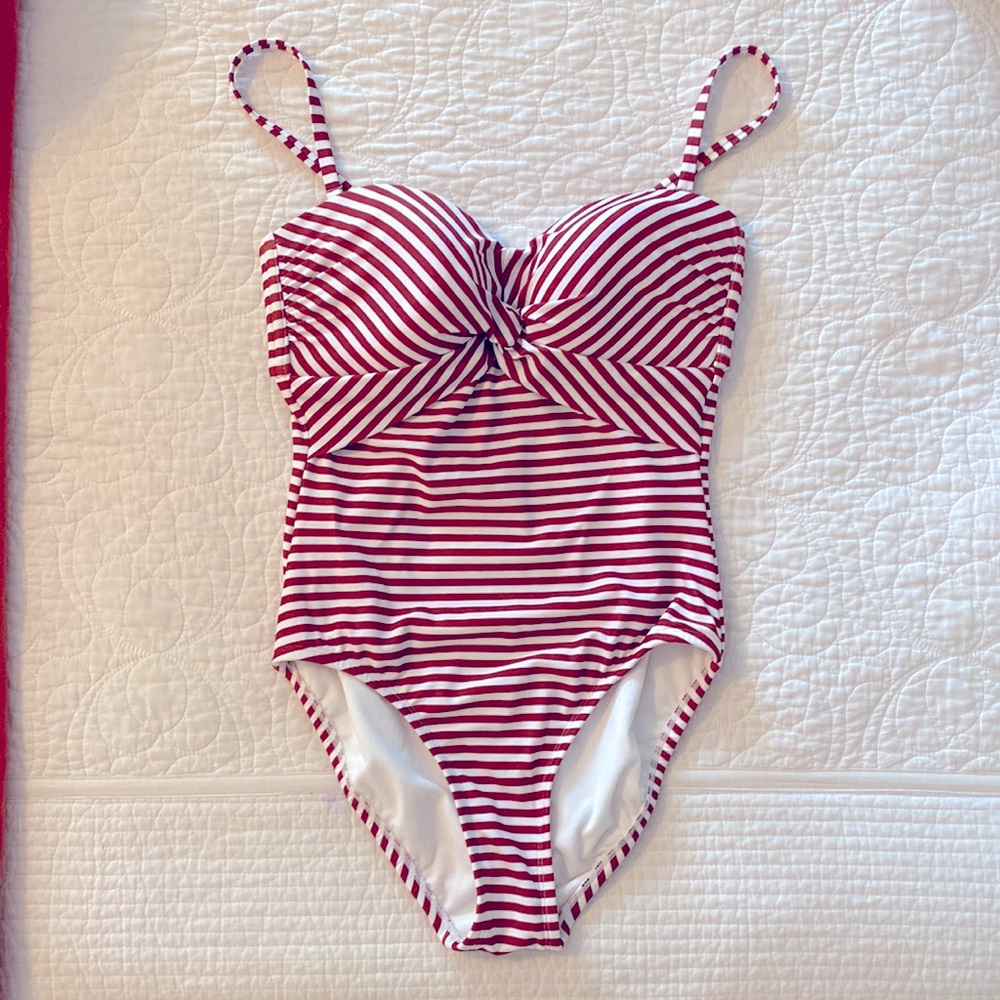 Kona Sol Striped Swimsuit w/ Removable Straps